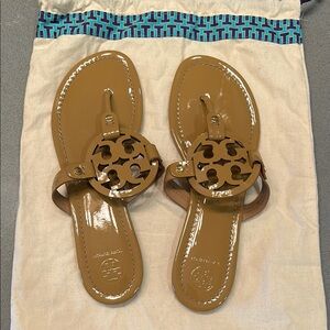 Tory Burch Tan Miller Sandals with Medallion